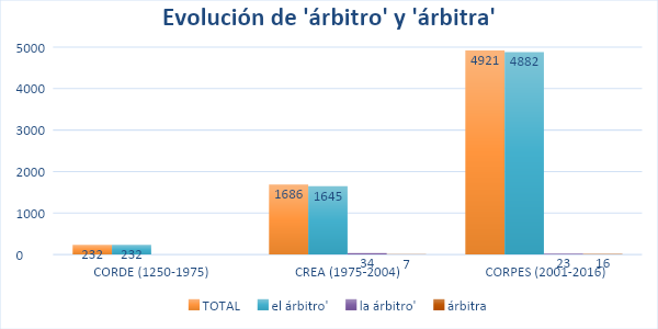 Gráfico generado a partir de los datos del término árbitro y árbitra en los corpus